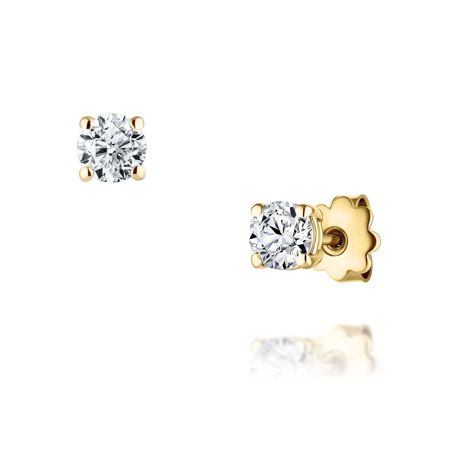 צילום תכשיטים מקצועי מדגיש עגילי סטאד מזהב עם אבן לבנה יוקרתית בעיצוב המשדר אלגנטיות נצחית